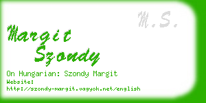 margit szondy business card